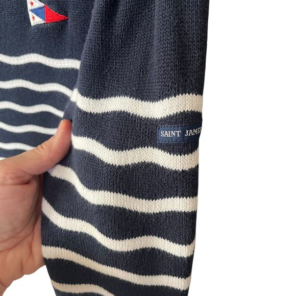 Saint James L'atelier Les Mathes Navy Striped Sweater Nautical Size Small 34 - Picture 3 of 16